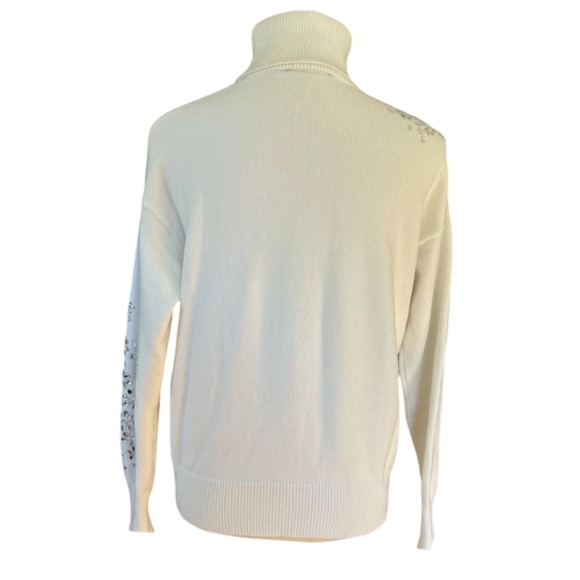Truth By Republic White Turtleneck Rhinestone Embellished Cozy Soft Sweater Sz S - Picture 8 of 14